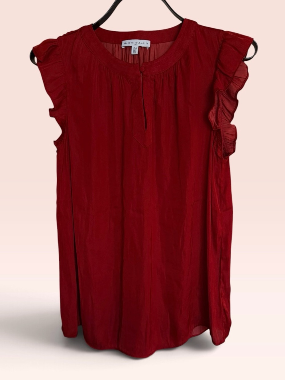 Maison d’Amélie Paris Rust Red Ruffle Sleeve Blouse Size S
